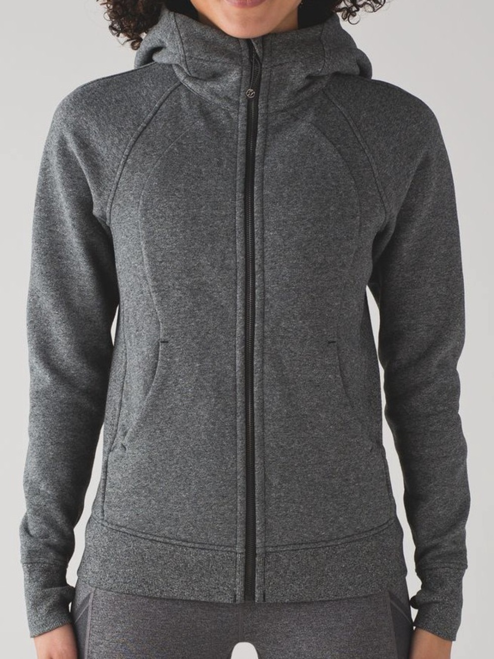 Lululemon Scuba Hoodie Light Cotton Fleece Heathered Speckled Black 12 W4AFPS